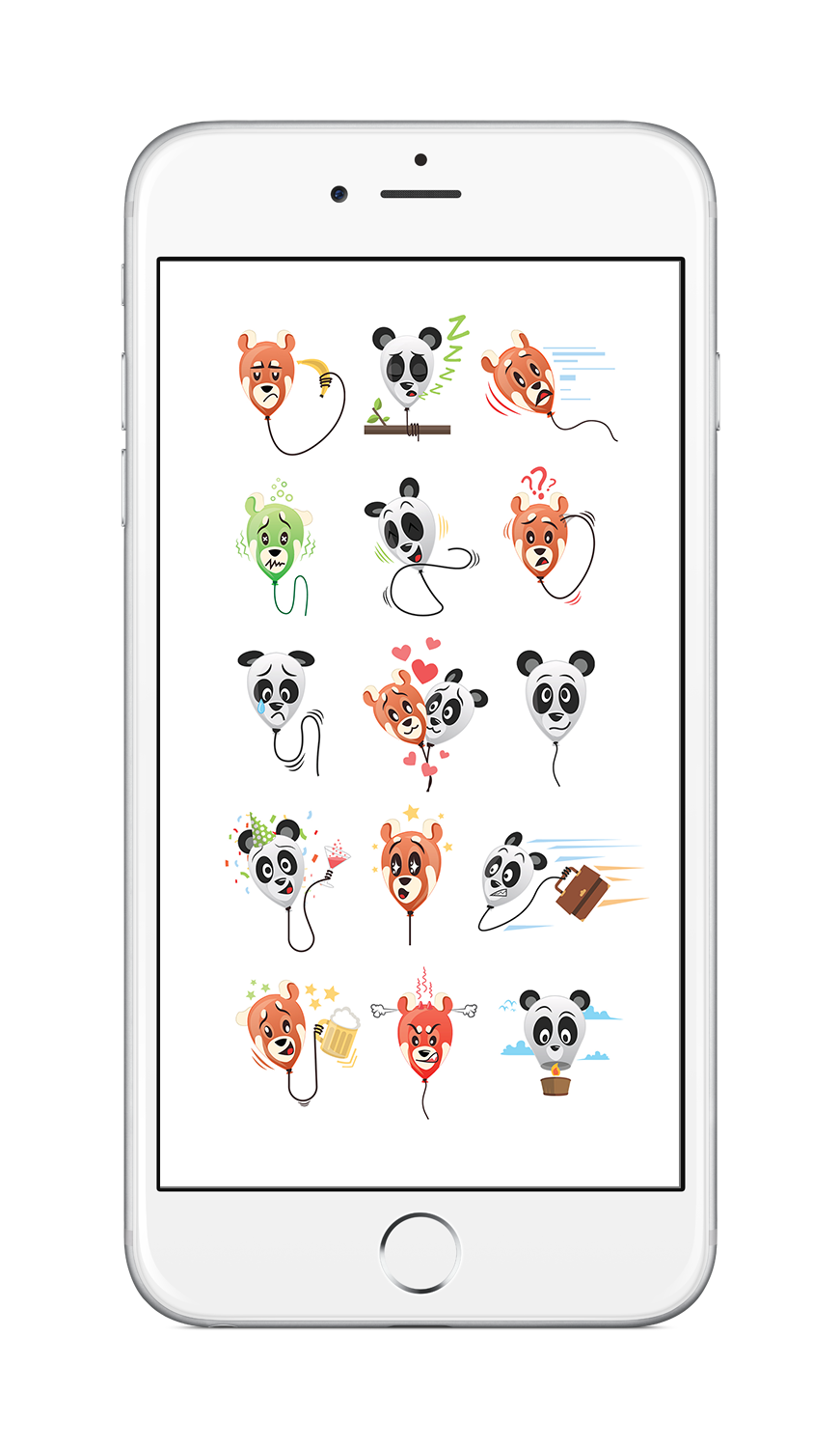 Stickers - iOS10 pandas balloons